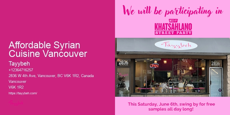 Syrian Cuisine Catering Experts Vancouver